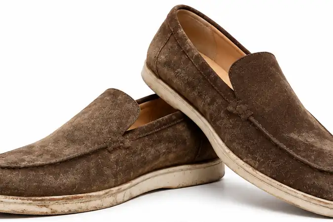 Suede shoe before professional cleaning