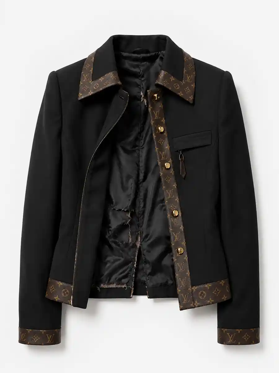 Damaged jacket inner lining before replacement