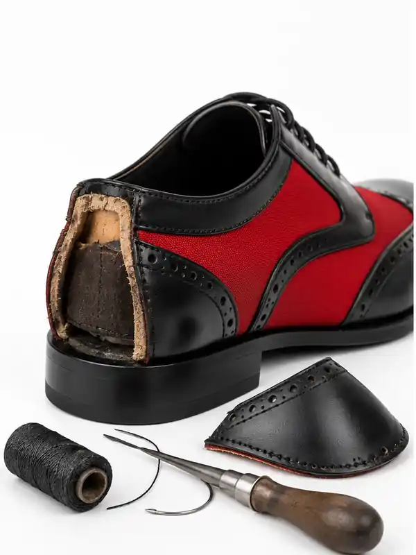 Shoe heel counter leather before professional repair