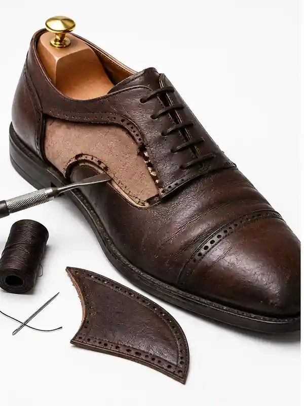 Shoe side panel leather before professional repair