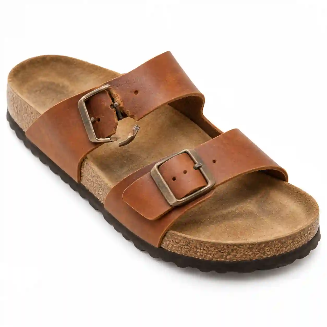 Birkenstock sandal buckle before professional repair