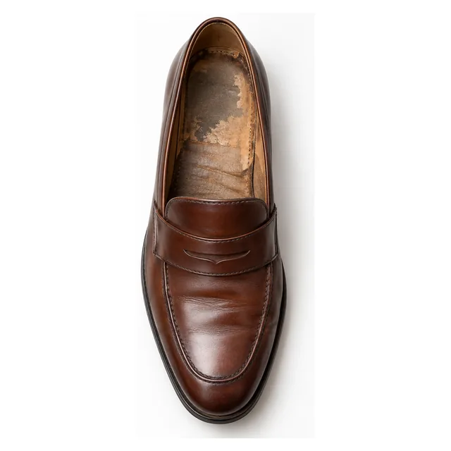 Formal shoe insole before professional repair