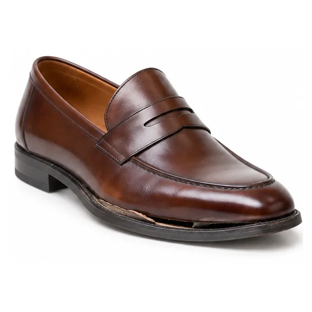 Formal shoe sole before professional repair