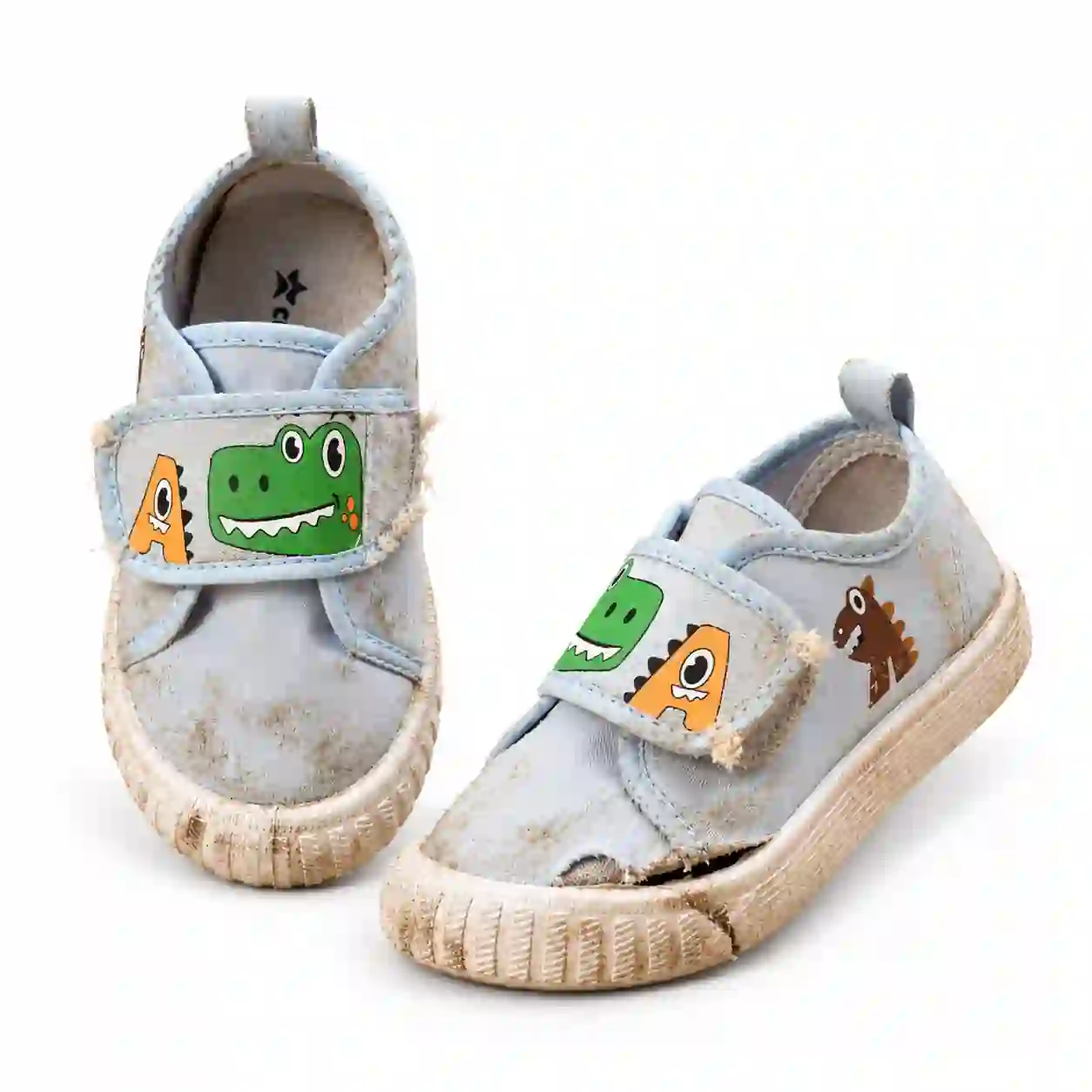 Kids shoe before professional repair