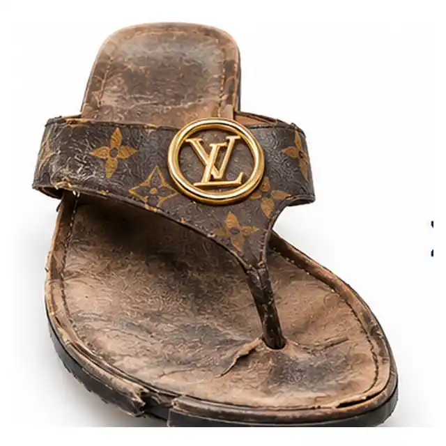 Sandal leather before professional repair