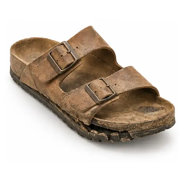 Birkenstock sandal before sole replacement in Bangalore
