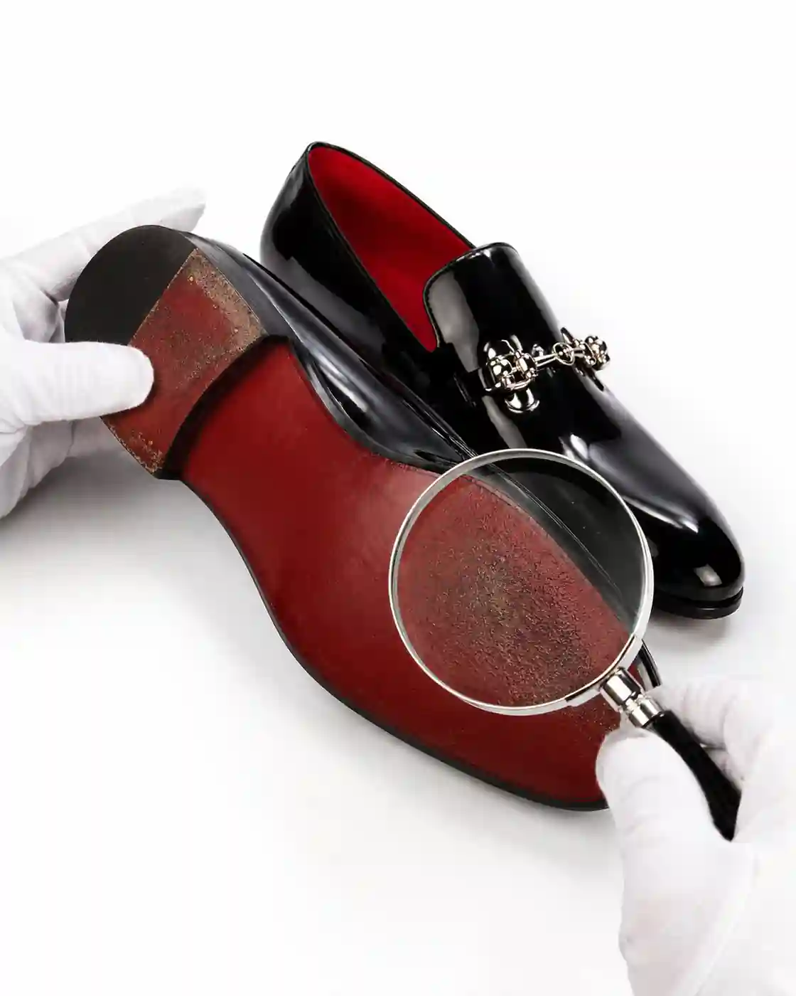 Professional shoe sole inspection before replacement